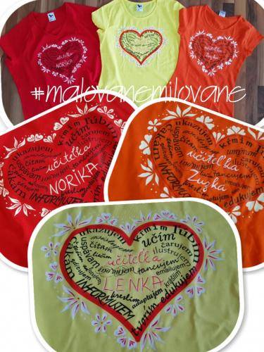 farebné tričko kvietková učiteľka (biela potlač/ručná maľba) od € 16